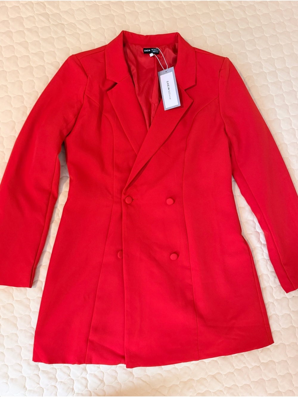 Red Double-Breasted Blazer Coat